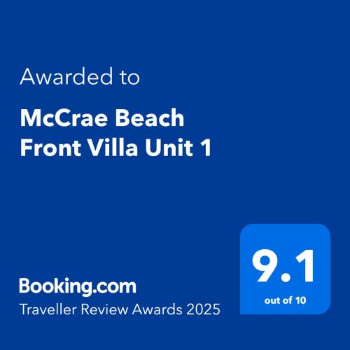 McCrae Apartment | McCrae Beach Front Villa Unit 1