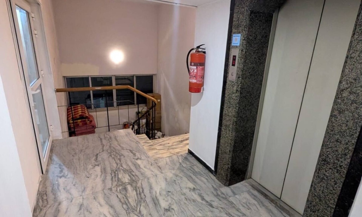 Madurai Apartment | The Madurai lounge-over looking Meenakshi temple. top floor of hotel Padmam