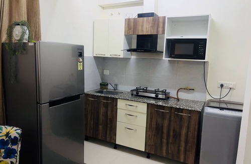 Sector II Apartment | BluO Classic 1BHK Salt Lake - Kitchen, Terrace Garden