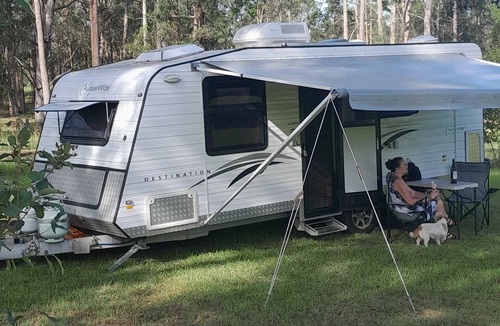 Cedar Party House | Caravan for 2 on 10 acre country property. Peace & nature abounds. Pet friendly