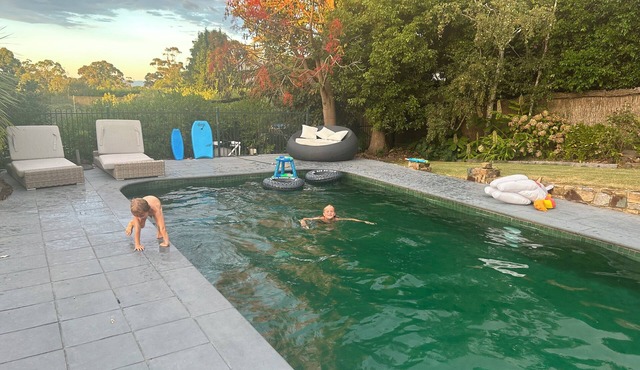 Huge three-level house with commanding views of the water. Pool and tennis court