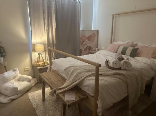 Master room with private bathroom and AC
