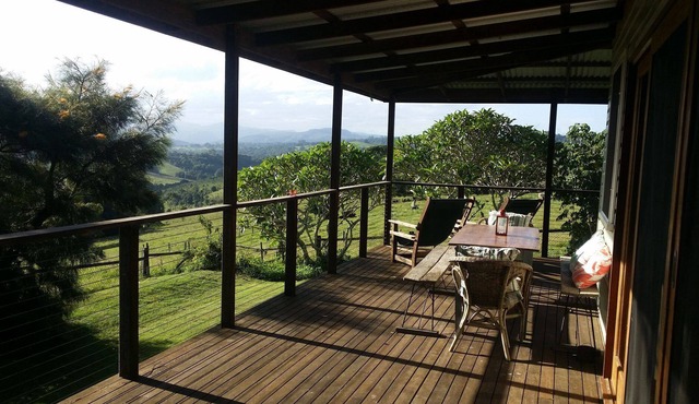 Nightcap Cottage - glorious view over farmland to hills!
