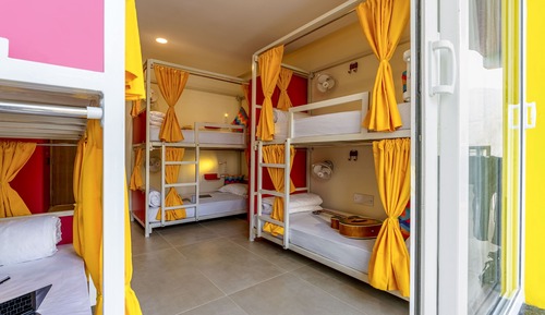 Bed in 6 Bed Female Only A/C Dormitory Room with Balcony and Ensuite Bathroom